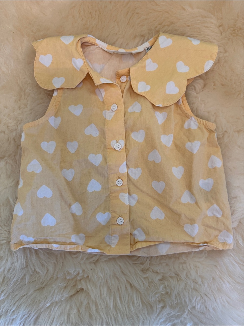 H&M Yellow Heart Print Sleeveless Button-Front Top